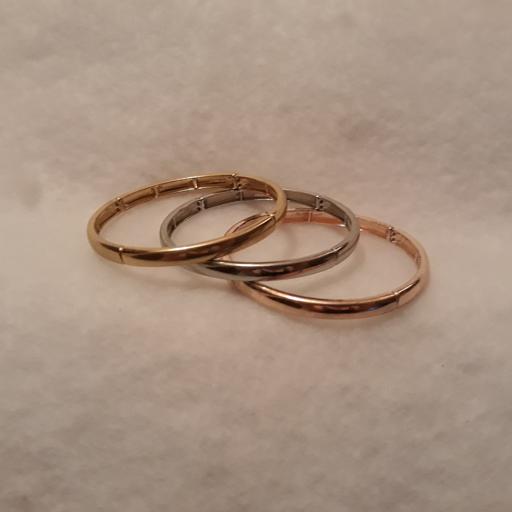 Set of 3 Metallic Bangle Bracelets